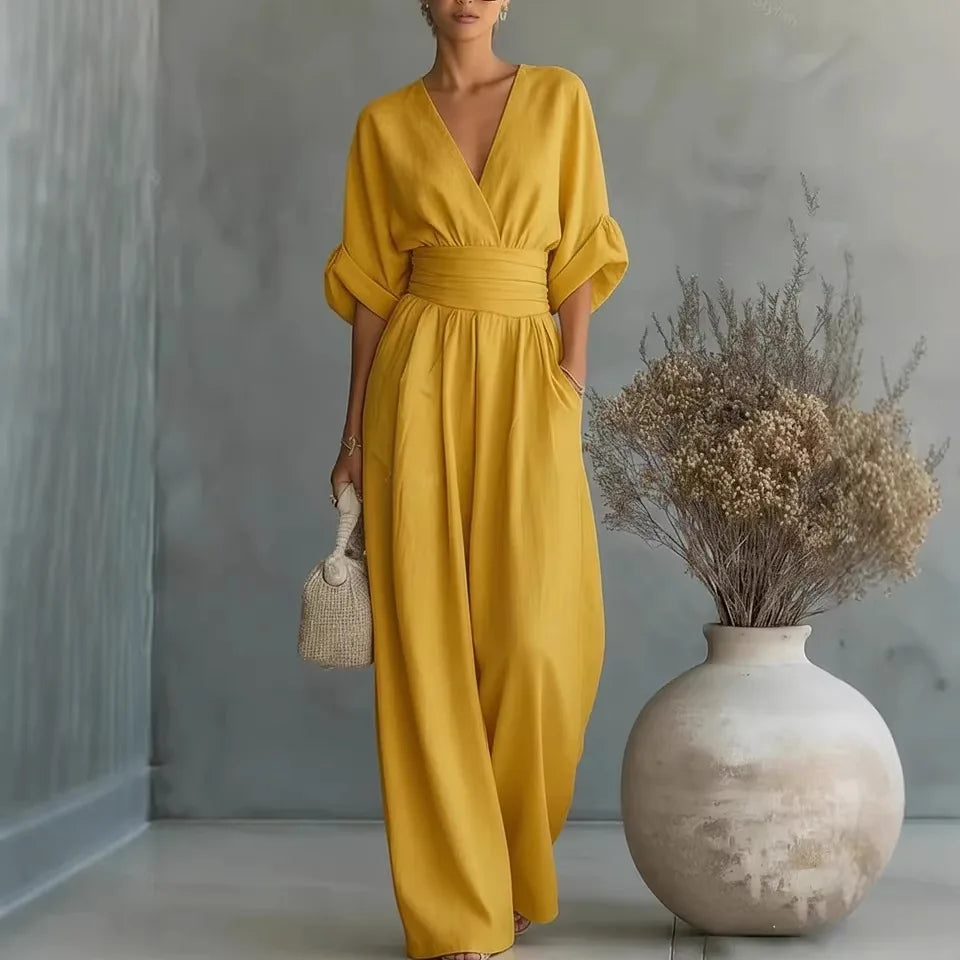 Knee Length Rompers for Women in Rayon Fabric with Half Sleeves, Inelastic Design for  Spring and Summer