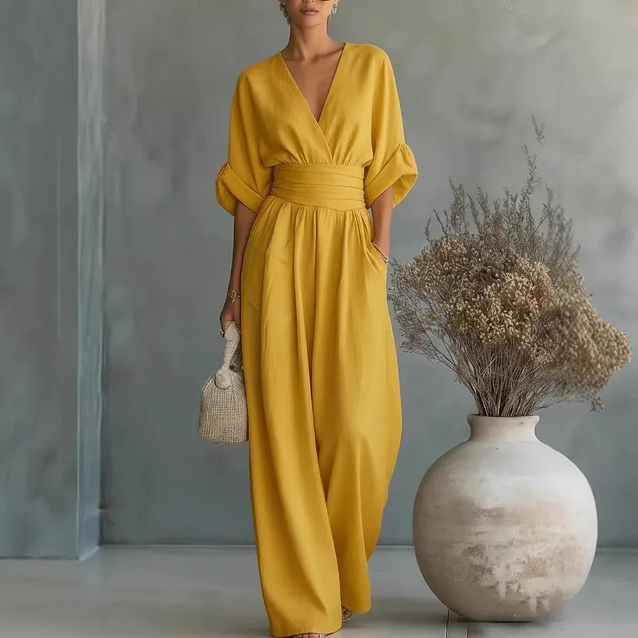Knee Length Rompers for Women in Rayon Fabric with Half Sleeves, Inelastic Design for  Spring and Summer