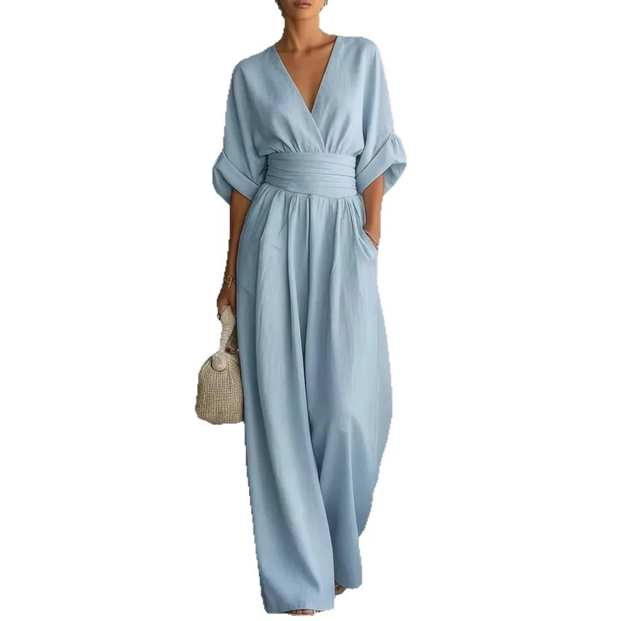 Knee Length Rompers for Women in Rayon Fabric with Half Sleeves, Inelastic Design for  Spring and Summer