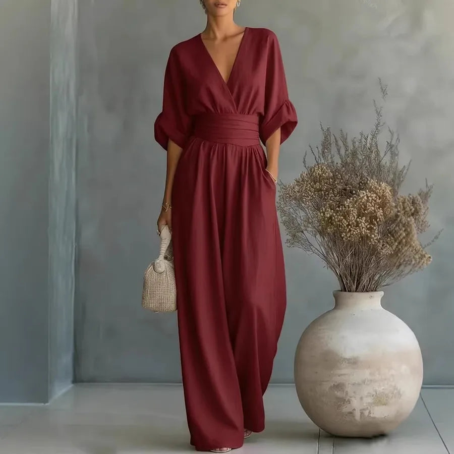 Knee Length Rompers for Women in Rayon Fabric with Half Sleeves, Inelastic Design for  Spring and Summer
